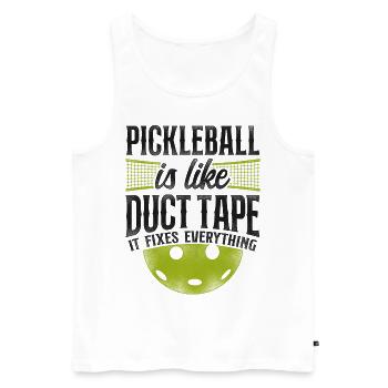 Pickleball Pickleball Is Like Duct - Men's Premium Organic Tank Top - white - Front - AI Model Male 178 light (178cm)