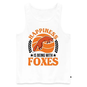 Le bonheur, c’est d’être avec Foxes Fuchs - Débardeur bio Premium Homme - blanc - Devant - Michal (187cm)