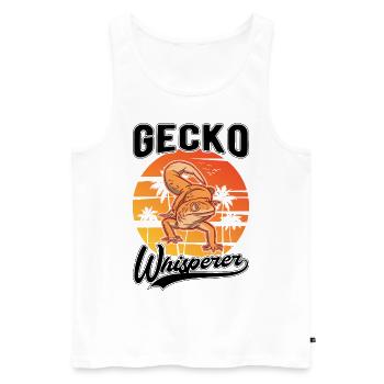 Gecko Whisperer Gecko Whisperer Leopard Gecko - Men's Premium Organic Tank Top - white - Front - Michal (187cm)