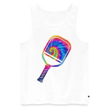 Pickleball Paddle Tie Dye Retro - Men's Premium Organic Tank Top - white - Front - Michal (187cm)