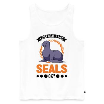 J’aime vraiment Seal Sea Lion Seal - Débardeur bio Premium Homme - blanc - Devant - Michal (187cm)
