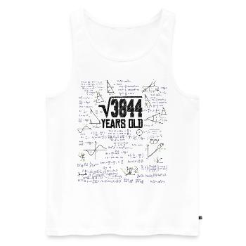 Square Root of 3844 Math Nerd 62nd Birthday - Men's Premium Organic Tank Top - white - Front - Michal (187cm)