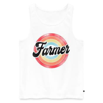 Farming Farmer Retro Vintage - Männer Premium Bio Tank Top - Weiß - Vorne - Michal (187cm)