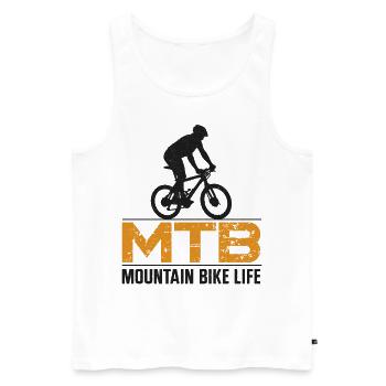 Enduro MTB Mountain Bike Riding - Männer Premium Bio Tank Top - Weiß - Vorne - Michal (187cm)