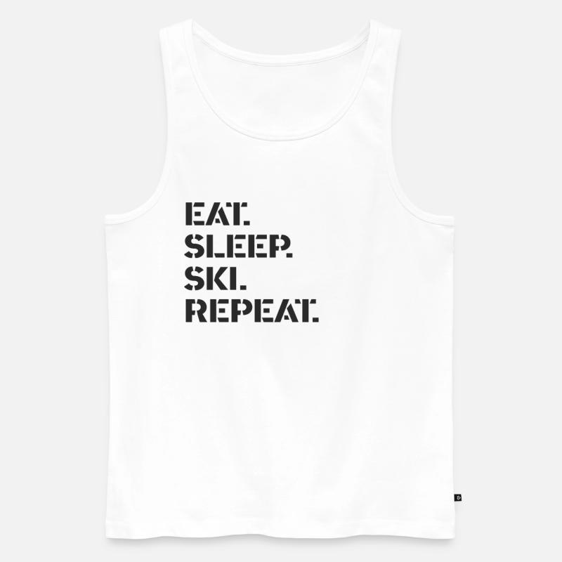 Ski - eat. sleep. ski. repeat. - Männer Premium Bio Tank Top - Weiß