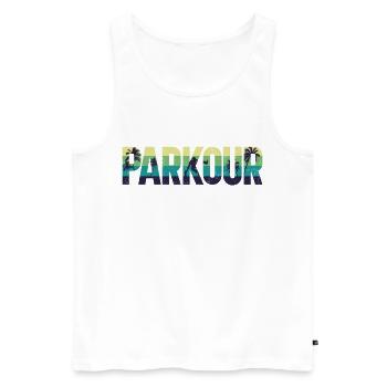 Parkour Free Running Traceur Retro - Débardeur bio Premium Homme - blanc - Devant - Michal (187cm)