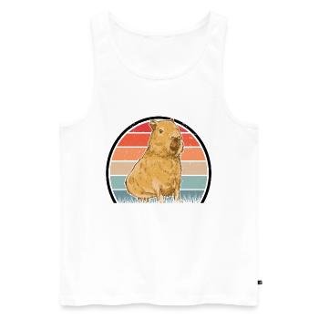Capybara Retro Wasserschwein Vintage - Débardeur bio Premium Homme - blanc - Devant - Michal (187cm)