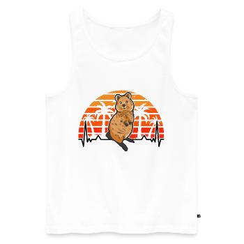 Quokka Heartbeat Kangourou à queue courte REtro - Débardeur bio Premium Homme - blanc - Devant - Michal (187cm)