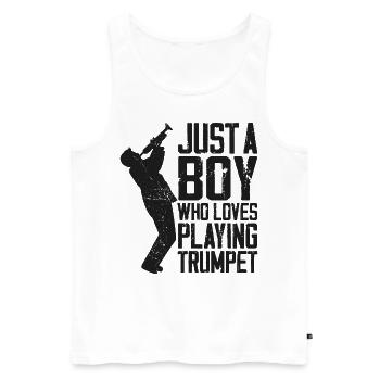 Trumpet Player Vintage Just A Boy - Männer Premium Bio Tank Top - Weiß - Vorne - Michal (187cm)