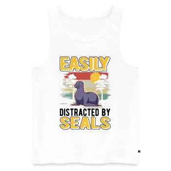 Easily distracted by Seal Robbe Sea Lion - Men's Premium Organic Tank Top - white - Front - Michal (187cm)