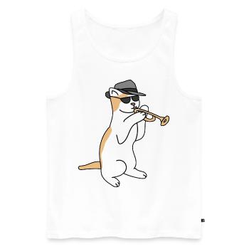 Trompettiste Cat Jazz - Débardeur bio Premium Homme - blanc - Devant - Michal (187cm)