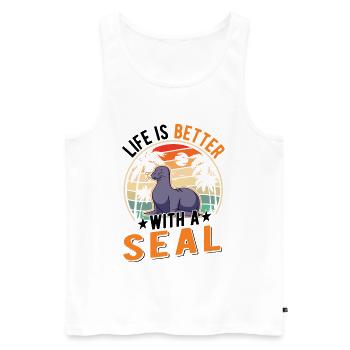 La vie est meilleure avec un Seal Sea Lion Robbe - Débardeur bio Premium Homme - blanc - Devant - Michal (187cm)