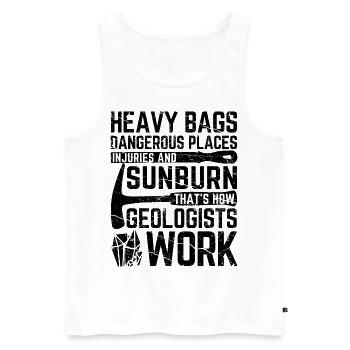 Funny Geology Geologist Rock Hunting - Men's Premium Organic Tank Top - white - Front - Michal (187cm)