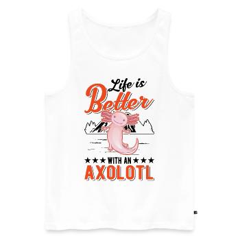 La vie est meilleure avec une salamandre à queue axolotl - Débardeur bio Premium Homme - blanc - Devant - Michal (187cm)