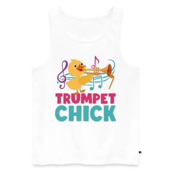 Trumpet Player Girl Chicken - Men's Premium Organic Tank Top - white - Front - Michal (187cm)