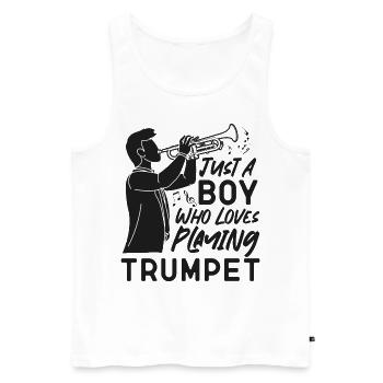 Trumpet Player Just A Boy Who - Männer Premium Bio Tank Top - Weiß - Vorne - Michal (187cm)