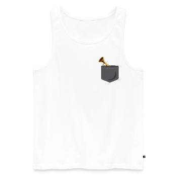 Trumpet Player Pocket - Männer Premium Bio Tank Top - Weiß - Vorne - Michal (187cm)