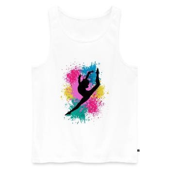 Retro Graphic Gymnast Gymnastics Acrobat Acrobatic - Männer Premium Bio Tank Top - Weiß - Vorne - Michal (187cm)