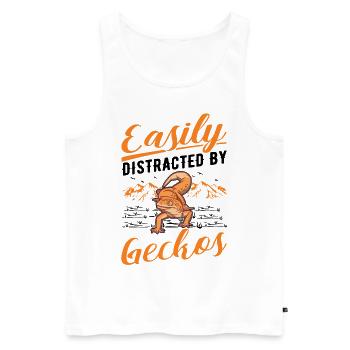 Easily distracted by Geckos Leopardgecko - Männer Premium Bio Tank Top - Weiß - Vorne - Michal (187cm)
