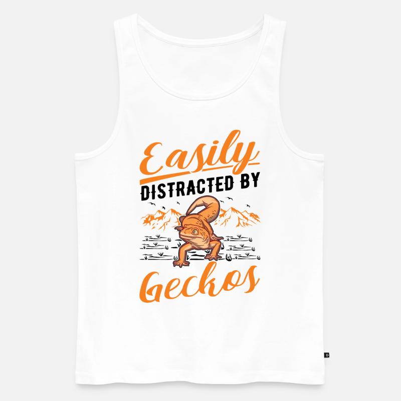 Easily distracted by Geckos Leopardgecko - Männer Premium Bio Tank Top - Weiß