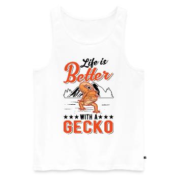 Life is better with a Gecko Leopardgecko - Männer Premium Bio Tank Top - Weiß - Vorne - Michal (187cm)
