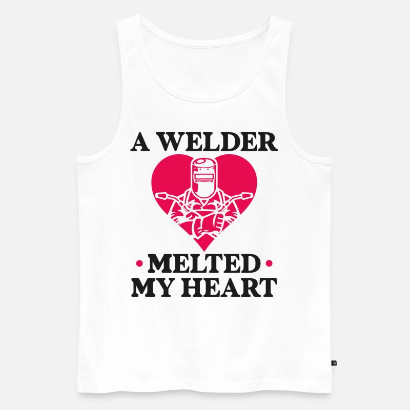 Welder Welding Girlfriend - Männer Premium Bio Tank Top - Weiß