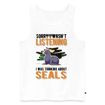 Robbe Gift Sea Lion - Men's Premium Organic Tank Top - white - Front - Michal (187cm)