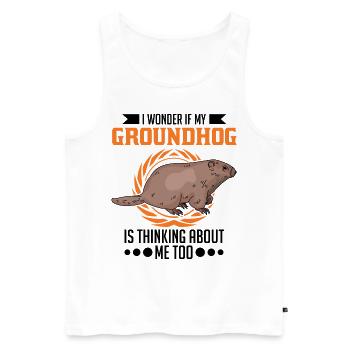 Marmot Groundhog Day Forest Marmot - Men's Premium Organic Tank Top - white - Front - Michal (187cm)