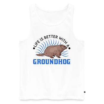 Das Leben ist besser mit einem Murmeltier - Männer Premium Bio Tank Top - Weiß - Vorne - Michal (187cm)