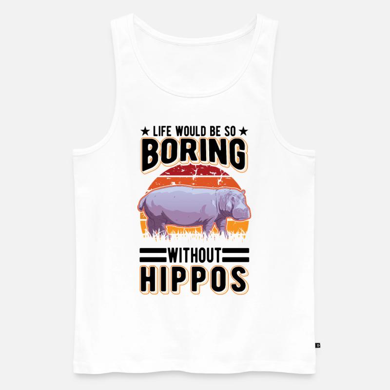 Nilpferd Geschenk Hippo Flusspferd - Männer Premium Bio Tank Top - Weiß