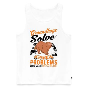 Marmot Groundhog Day Forest Marmot - Men's Premium Organic Tank Top - white - Front - Michal (187cm)