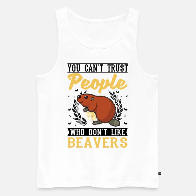 Biber Biberdamm Geschenk Beaver - Männer Premium Bio Tank Top - Weiß