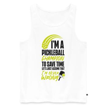 Pickleball Je suis un pickleball - Débardeur bio Premium Homme - blanc - Devant - Michal (187cm)