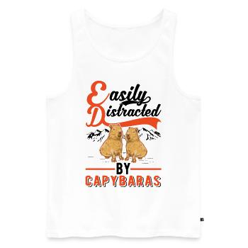 Easily distracted by Capybaras - Männer Premium Bio Tank Top - Weiß - Vorne - Michal (187cm)
