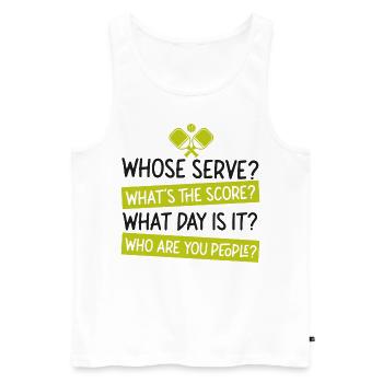 Pickleball Whose Serve? What's The - Männer Premium Bio Tank Top - Weiß - Vorne - AI Model Male 178 light (178cm)