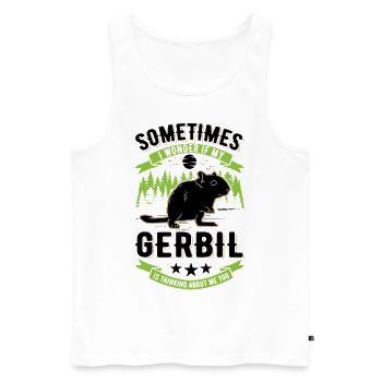 Gerbille Cadeau Rat de course Gerbille - Débardeur bio Premium Homme - blanc - Devant - Michal (187cm)
