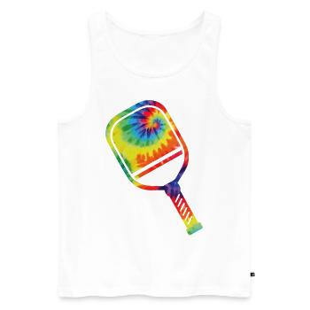 Pickleball Paddle Tie Dye Retro - Débardeur bio Premium Homme - blanc - Devant - Michal (187cm)