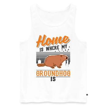 Groundhog Home Groundhog Day Marmot - Men's Premium Organic Tank Top - white - Front - AI Model Male 178 light (178cm)