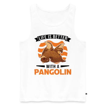 Life is better with a pangolin - Men's Premium Organic Tank Top - white - Front - Michal (187cm)