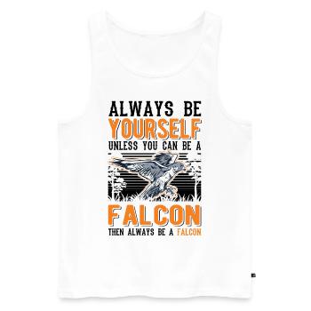 Always be yourself Falcon Falknerei Falke - Men's Premium Organic Tank Top - white - Front - AI Model Male 178 light (178cm)