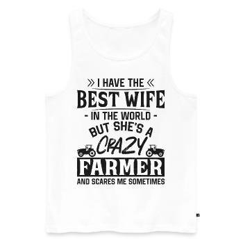 Farming Farmer Wife Vintage - Männer Premium Bio Tank Top - Weiß - Vorne - Michal (187cm)