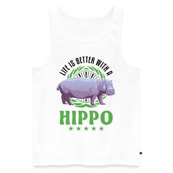 La vie est meilleure avec un hippopotame - Débardeur bio Premium Homme - blanc - Devant - AI Model Male 178 light (178cm)
