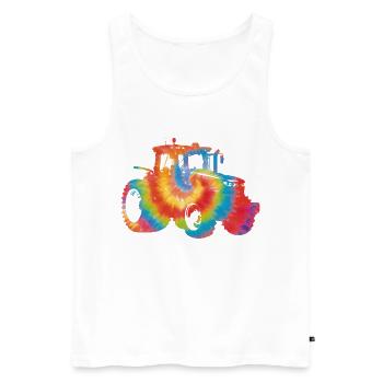 Agriculteur Tie Dye 80s 90s - Débardeur bio Premium Homme - blanc - Devant - Michal (187cm)