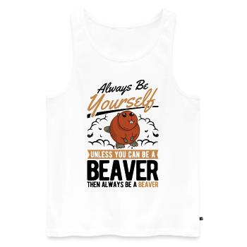 Soyez toujours vous-même Castor Castor Beaver Dam - Débardeur bio Premium Homme - blanc - Devant - AI Model Male 178 light (178cm)