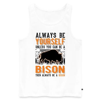 Soyez toujours vous-même Bison Buffle Büffel - Débardeur bio Premium Homme - blanc - Devant - Michal (187cm)