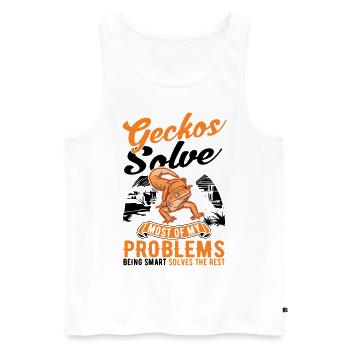 Gecko Geschenk Leopardgecko - Männer Premium Bio Tank Top - Weiß - Vorne - Michal (187cm)