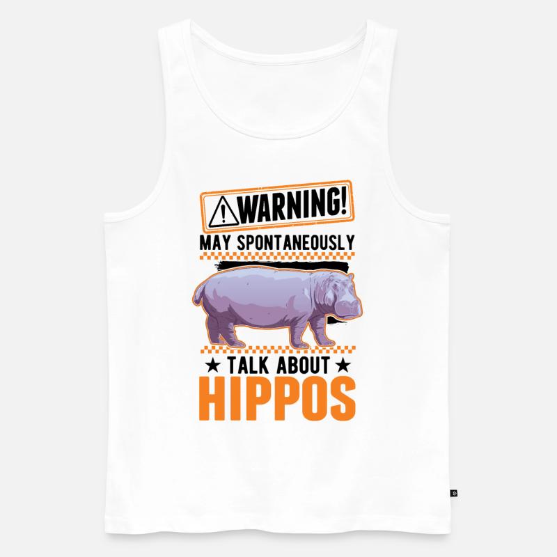 Warnung Nilpferd Hippo Flusspferd - Männer Premium Bio Tank Top - Weiß