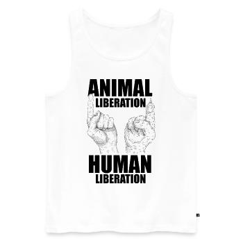 Animal Liberation Human Liberation Animal Lover Zo - Männer Premium Bio Tank Top - Weiß - Vorne - Michal (187cm)