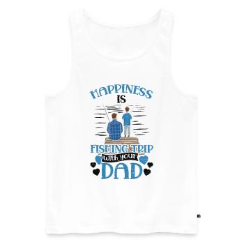 Le bonheur, c’est le voyage de pêche Fisher Fish Fisherman - Débardeur bio Premium Homme - blanc - Devant - Michal (187cm)