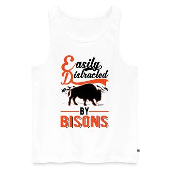 Facilement distrait par les bisons Buffle d’eau Buffle - Débardeur bio Premium Homme - blanc - Devant - Michal (187cm)